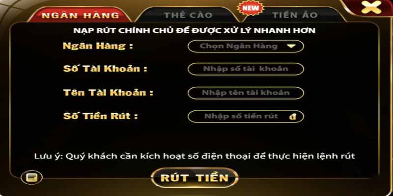 Quy trình rút tiền chi tiết từng bước